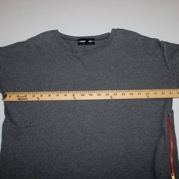 Etienne Marcel Top Sz M Gray Red Zipper Detail Crop Hi Lo 100% Cotton Top - Picture 13 of 14